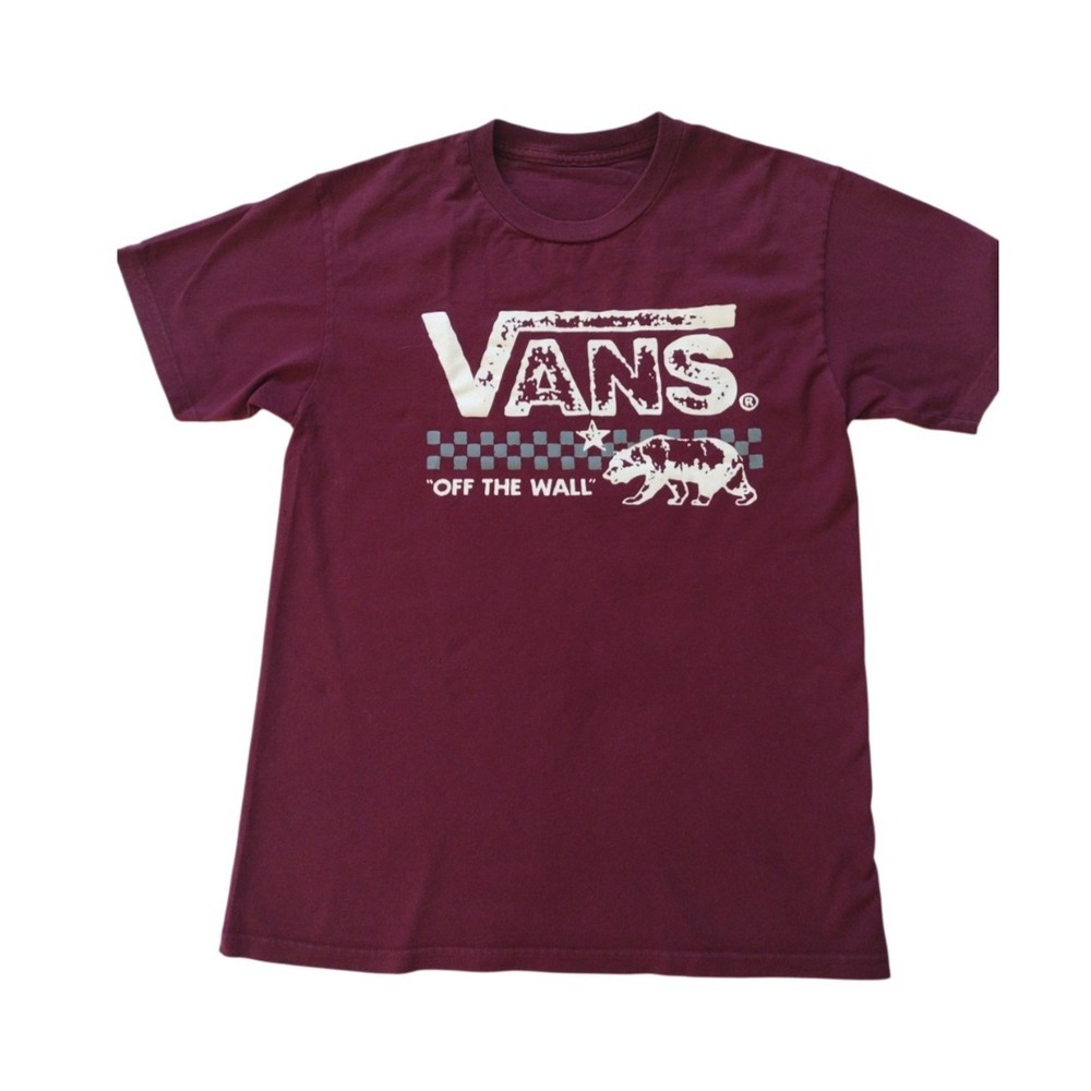 Vans Off The Wall Tee Man's S Burgundy Graphic Skateboard Short Sleeves Junior